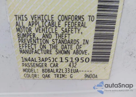 2018 Nissan Altima 2.5 Sl from USA, damaged, VIN 1N4AL3AP5JC151950